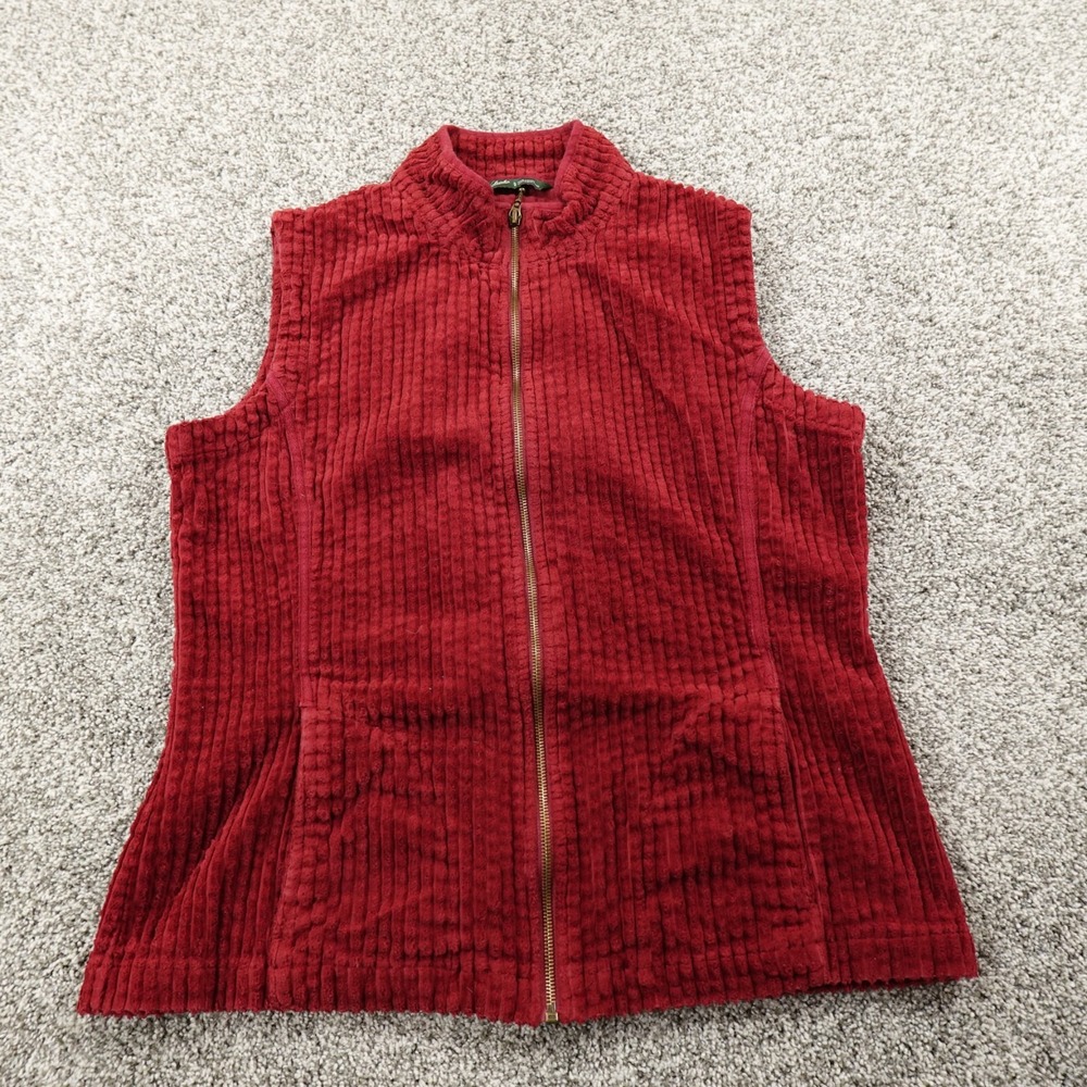 Woolrich‎ Vest Womens L Red Corduroy Jumbo Cord Wide Wale Sweater Zip Outdoors